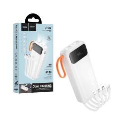 Power Bank Hoco J151A Spirit com 4-em-1 2USB+Cabo Type-C+Lightning 20000mAh Branco